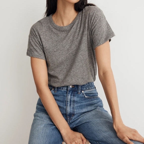 Madewell | Triblend Ex-Boyfriend Tee Washed Heathered Gray Womens Small S - Picture 1 of 8